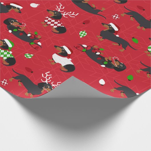 Weihnachts-Dackeln Geschenkpapier (Ecke)