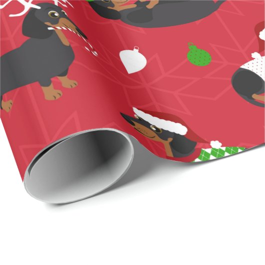 Weihnachts-Dackeln Geschenkpapier (Rolleneckpunkt)
