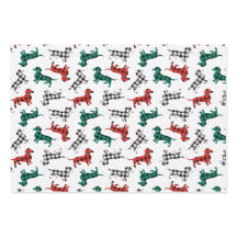 Weihnachts-Dackeln in Red Flannel Buffalo Kariert