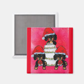 Weihnachts-Dackeln Magnet (Vorderseite/Rückseite)