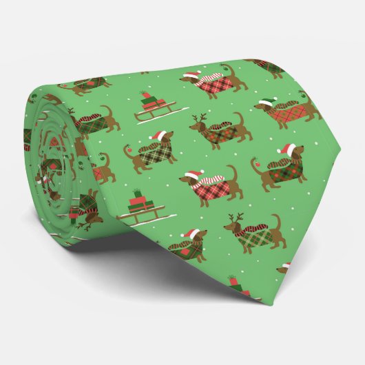 Weihnachts-Dackeln Neck Tie Krawatte (Gerollt)