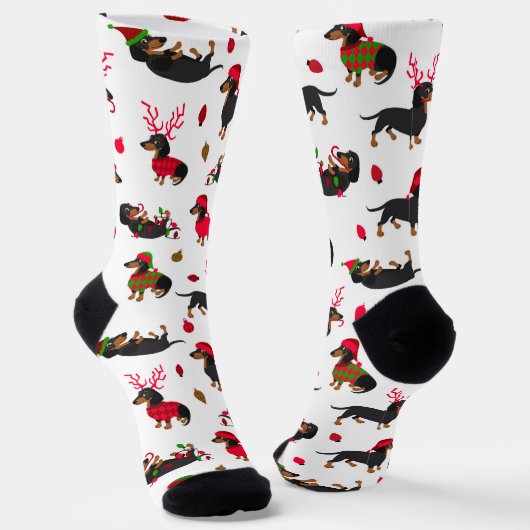 Weihnachts-Dackeln Socken (Gewinkelt)