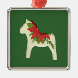 Weihnachts-Dala-Pferd-Ornament Silbernes Ornament