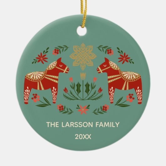 Weihnachts-Dalapferd Keramik Ornament (Vorne)