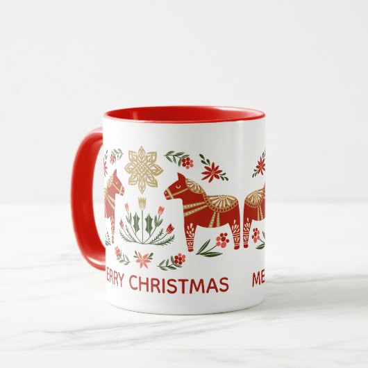 Weihnachts-Dalapferd Tasse (Vorderseite Links)