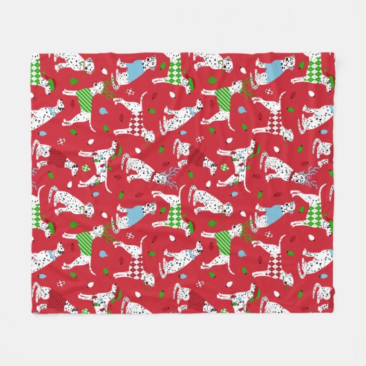Weihnachts-Dalmatiner Fleecedecke (Vorderseite (Horizontal))