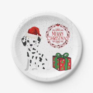 Weihnachts Dalmatiner & Geschenke Papier Teller! Pappteller