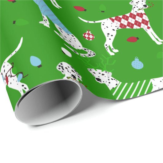 Weihnachts-Dalmatiner Geschenkpapier (Rolleneckpunkt)