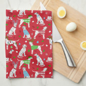 Weihnachts-Dalmatiner Geschirrtuch (Viertel Falte)