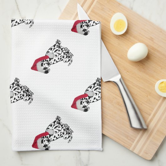 Weihnachts-Dalmatiner Geschirrtuch (Viertel Falte)