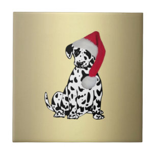 Weihnachts-Dalmatiner Gold Fliese
