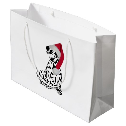 Weihnachts-Dalmatiner Große Geschenktüte (Rückseite Schrägansicht)