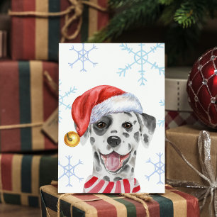 Weihnachts-Dalmatiner-Haustier-Weihnachtsmütze-Sch Feiertagskarte