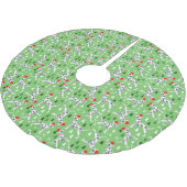 Weihnachts-Dalmatiner in Weihnachtsmannmützen Grün Polyester Weihnachtsbaumdecke (Schrägansicht)