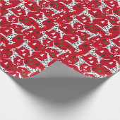 Weihnachts-Dalmatiner in Weihnachtsmannmützen Rote Geschenkpapier (Ecke)