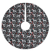 Weihnachts-Dalmatiner in Weihnachtsmannmützen Schw Polyester Weihnachtsbaumdecke (Vorderseite)