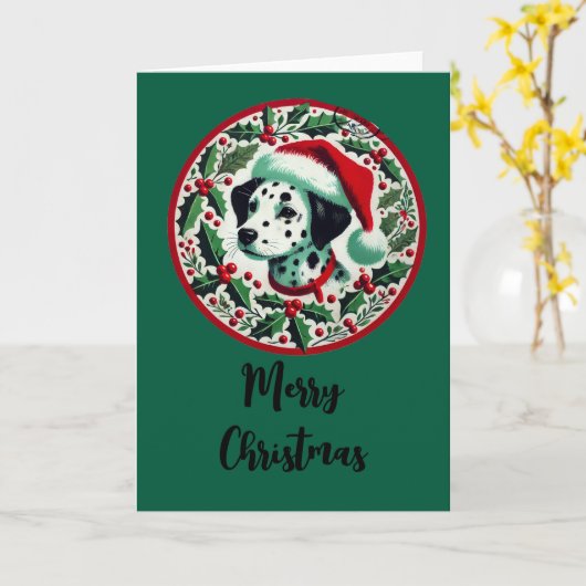 Weihnachts-Dalmatiner Karte (Gelbe Blume)
