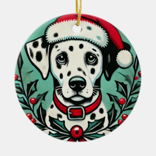 Weihnachts-Dalmatiner Keramik Ornament