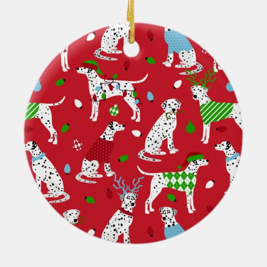 Weihnachts-Dalmatiner Keramik Ornament (Hinten)