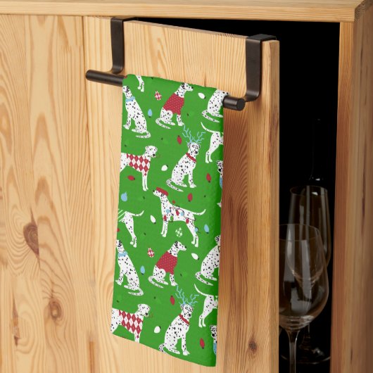 Weihnachts-Dalmatiner Küchentuch (Drittel gefaltet)