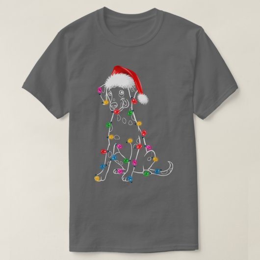 Weihnachts-Dalmatiner mit Lights Weihnachtsmannmüt T-Shirt (Design vorne)