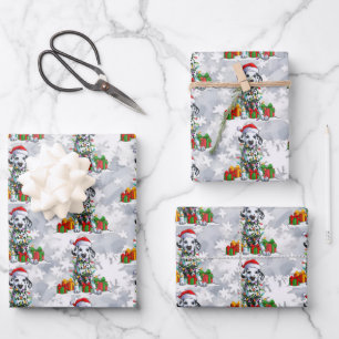 Weihnachts-Dalmatiner mit Weihnachtsmannmütze Leuc Geschenkpapier Set