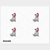 Weihnachts-Dalmatiner Ovaler Aufkleber (Blatt)