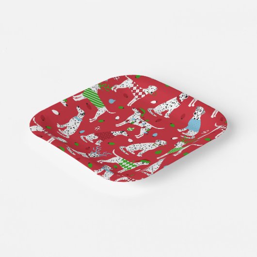 Weihnachts-Dalmatiner Pappteller (Gewinkelt)