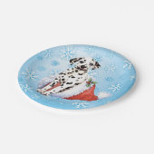 Weihnachts-Dalmatiner Pappteller (Schrägansicht)