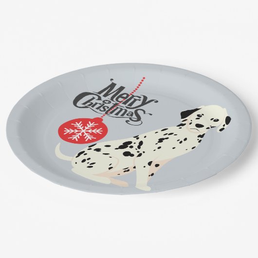 Weihnachts-Dalmatiner Pappteller (Schrägansicht)