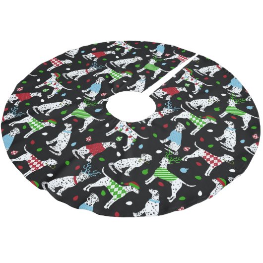 Weihnachts-Dalmatiner Pinseled Polyester Tree Skir Polyester Weihnachtsbaumdecke (Schrägansicht)