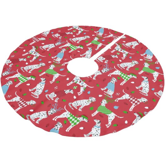 Weihnachts-Dalmatiner Polyester Weihnachtsbaumdecke (Schrägansicht)