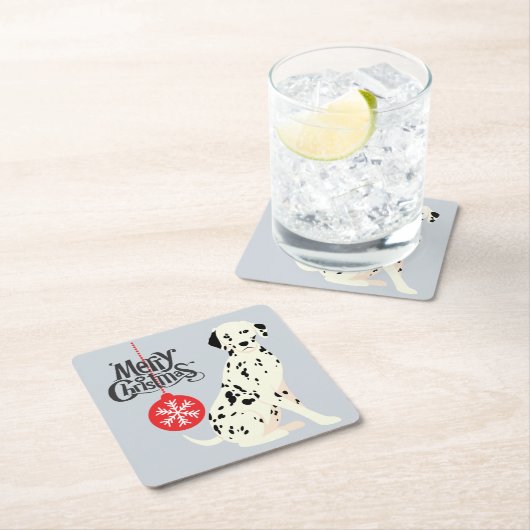 Weihnachts-Dalmatiner Rechteckiger Pappuntersetzer (Vor Ort)