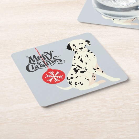 Weihnachts-Dalmatiner Rechteckiger Pappuntersetzer (angewinkelt)