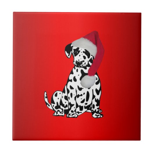 Weihnachts-Dalmatiner Red Fliese (Vorderseite)