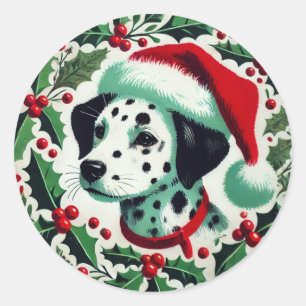 Weihnachts-Dalmatiner Runder Aufkleber