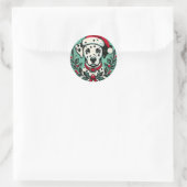 Weihnachts-Dalmatiner Runder Aufkleber (Tasche)