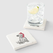 Weihnachts-Dalmatiner Steinuntersetzer (Seitenansicht)