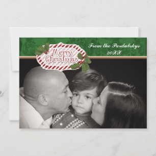 Weihnachts Damask Candy Cane Striped Holcard Feiertagskarte