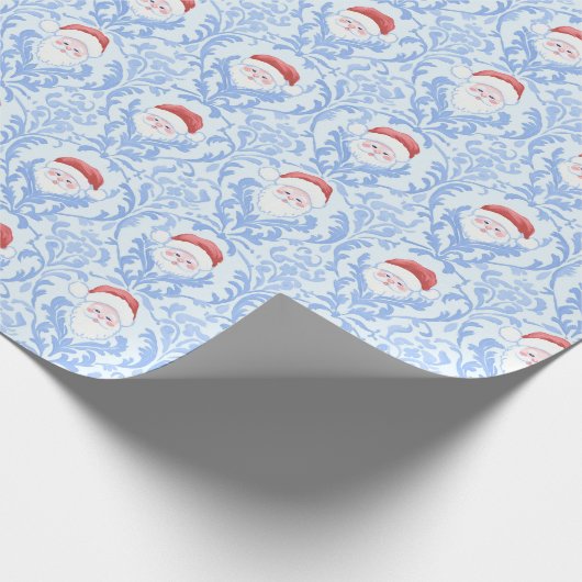 Weihnachts-Damaskus mit Weihnachtsmann Geschenkpapier (Ecke)