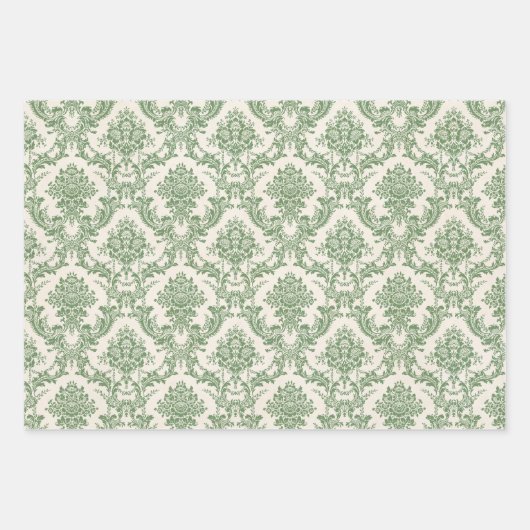 Weihnachts-Damaskus-Wrapping Paper Sheets Geschenkpapier Set (Vorderseite)