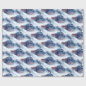 Weihnachts-Dampfzug Snowy Winter Landschaft Blau Geschenkpapier (Flach)