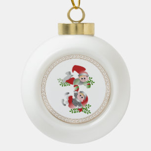 Weihnachts-Dänische Zahlen Keramik Kugel-Ornament