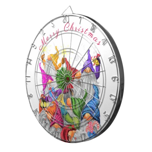 Weihnachts Dart Board Geschenk mit Gnomes Feier Dartscheibe (Vorderseite rechts)