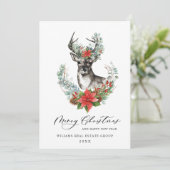 Weihnachts-Dealer Poinsettia Unternehmensgrüßen Feiertagskarte (Stehend Vorderseite)