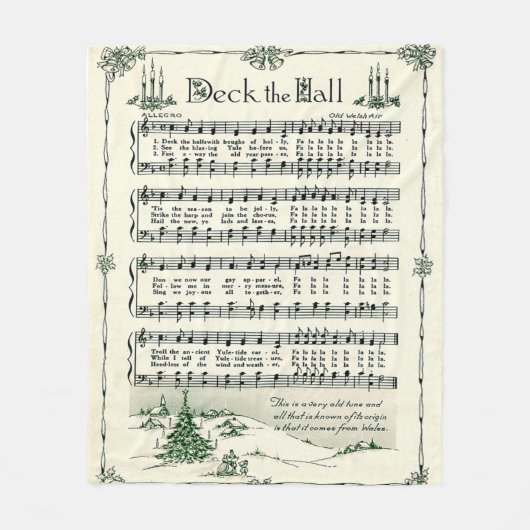 Weihnachts-Deck der Halle Noten Fleecedecke (Vorderseite)