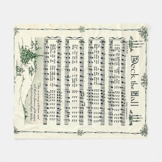 Weihnachts-Deck der Halle Noten Fleecedecke (Vorderseite (Horizontal))