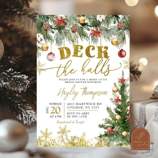 Weihnachts Deck die Hallen Bridal Dusche Einladung