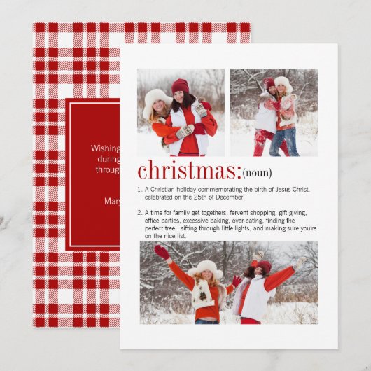 Weihnachts-Definition-3-Foto Feiertagskarte (Vorne/Hinten)
