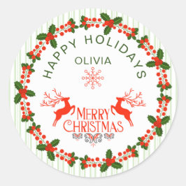 Weihnachts-Dekoration in weißem Rot Lettern Weihna Runder Aufkleber